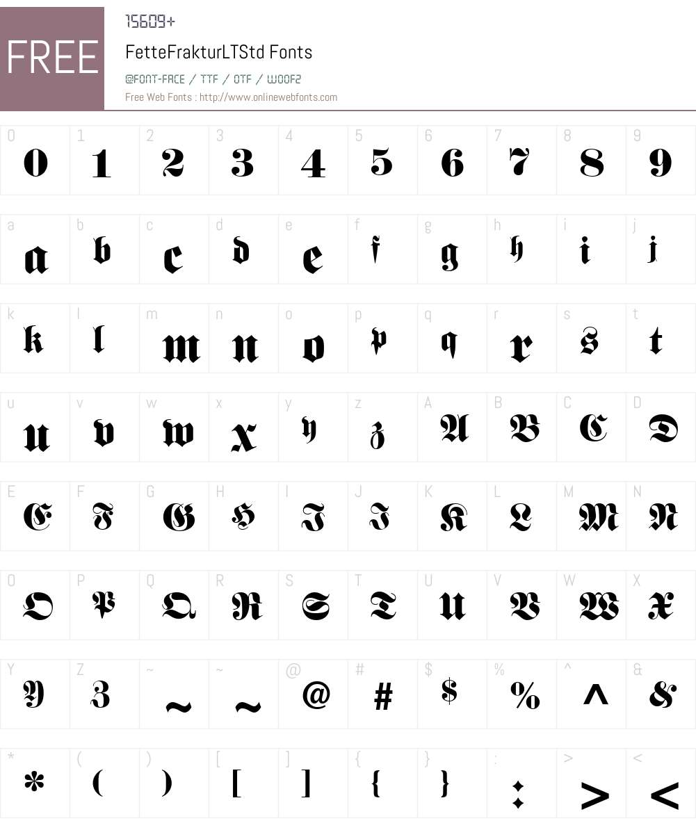 FetteFrakturLTStd Font Screenshots