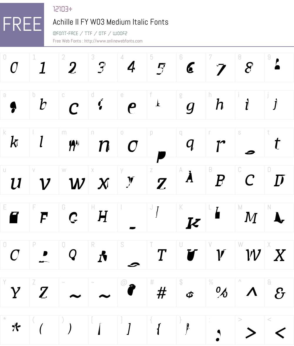 Achille II FY Font Screenshots
