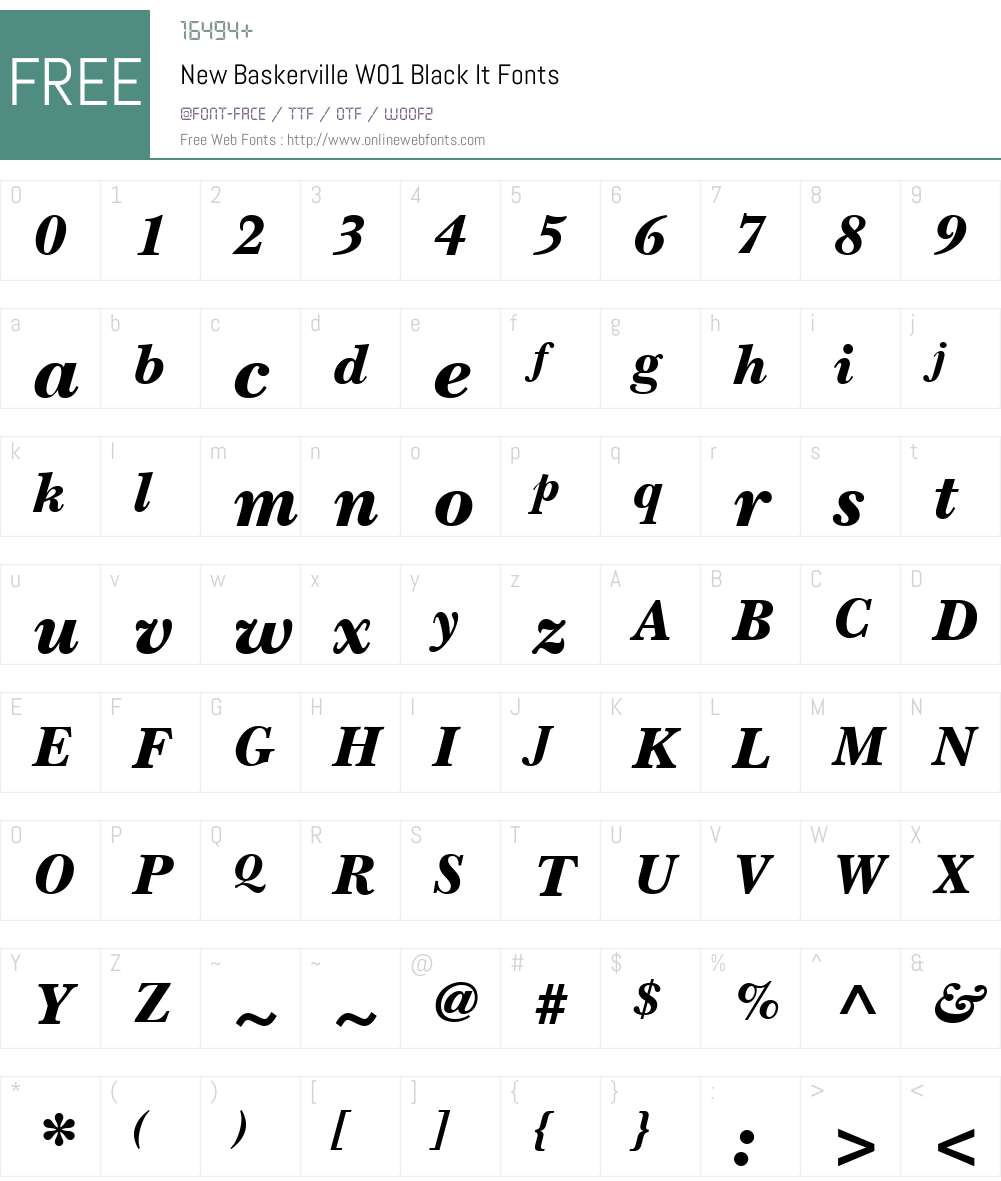 NewBaskervilleW01-BlackIt Font Screenshots