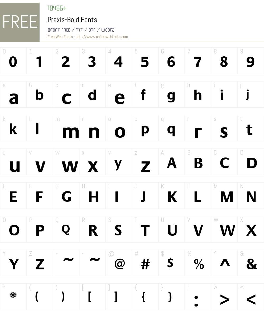 Praxis-Bold Font Screenshots