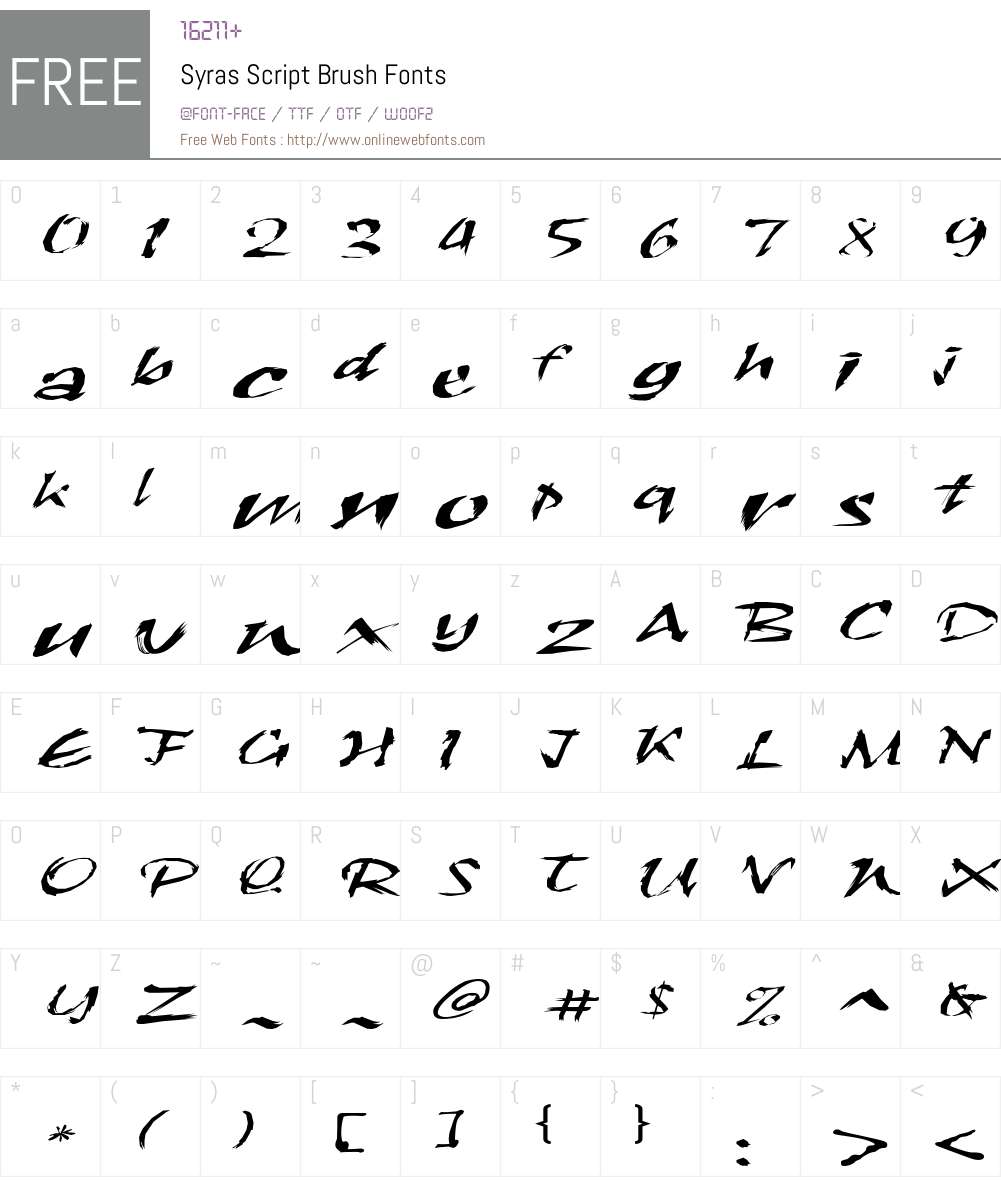 Syras Script Brush Font Screenshots