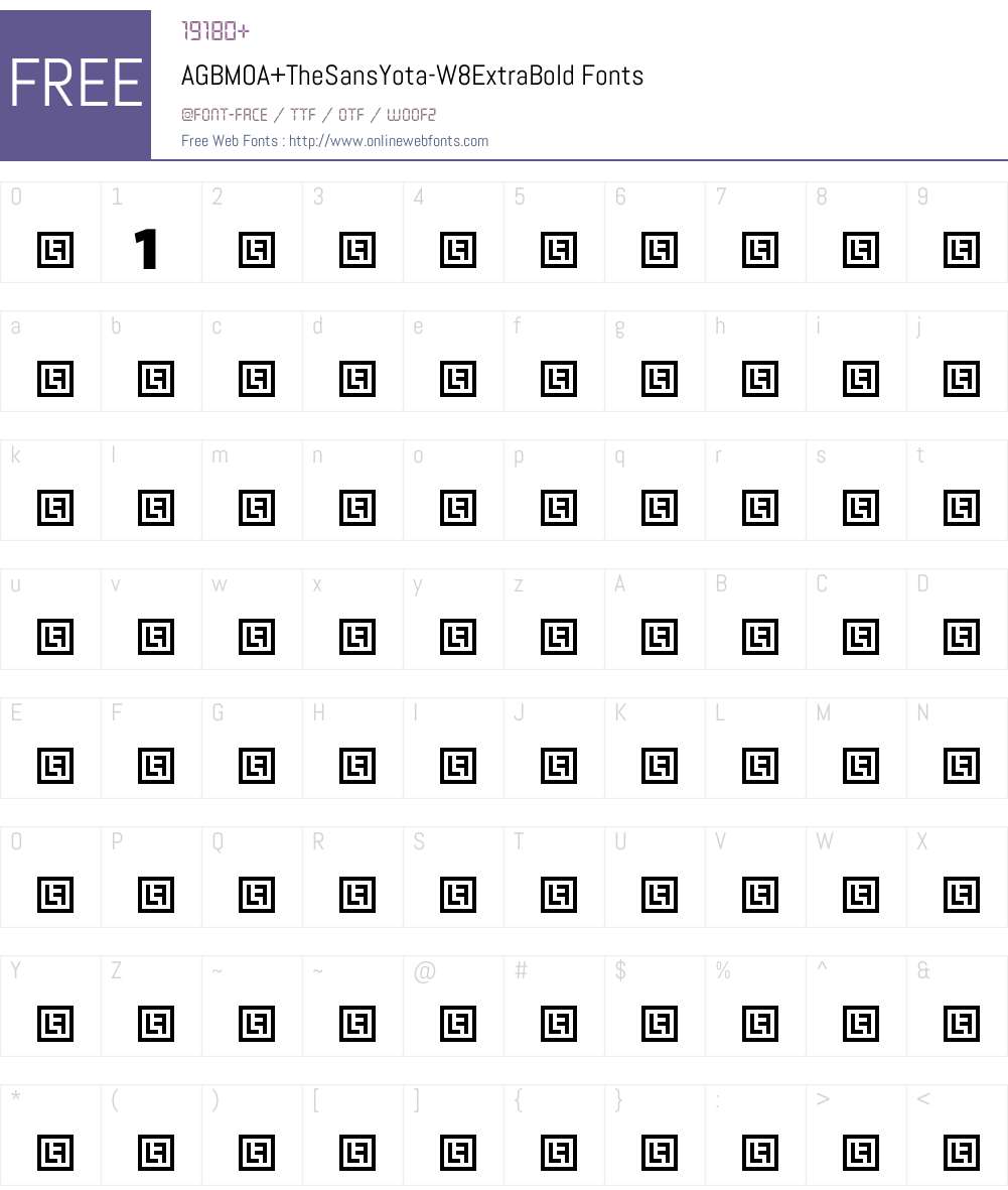 AGBMOA+TheSansYota-W8ExtraBold Font Screenshots