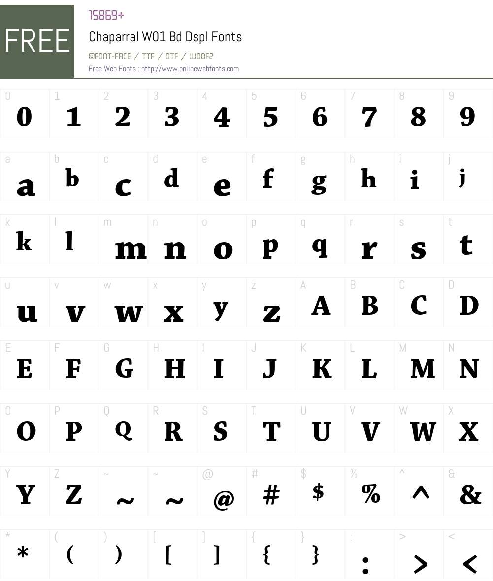 ChaparralW01-BdDspl Font Screenshots