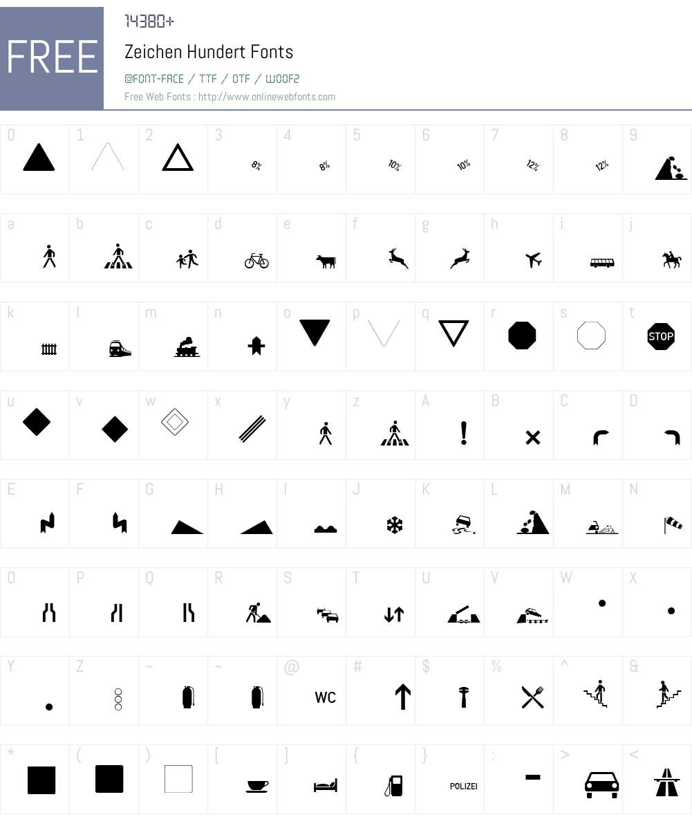 Zeichen Hundert Font Screenshots