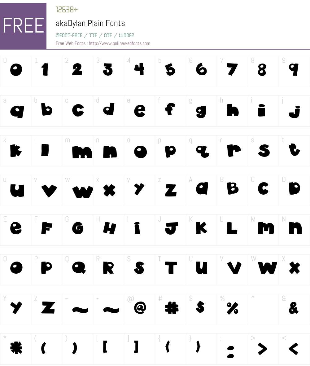 akaDylan Plain Font Screenshots