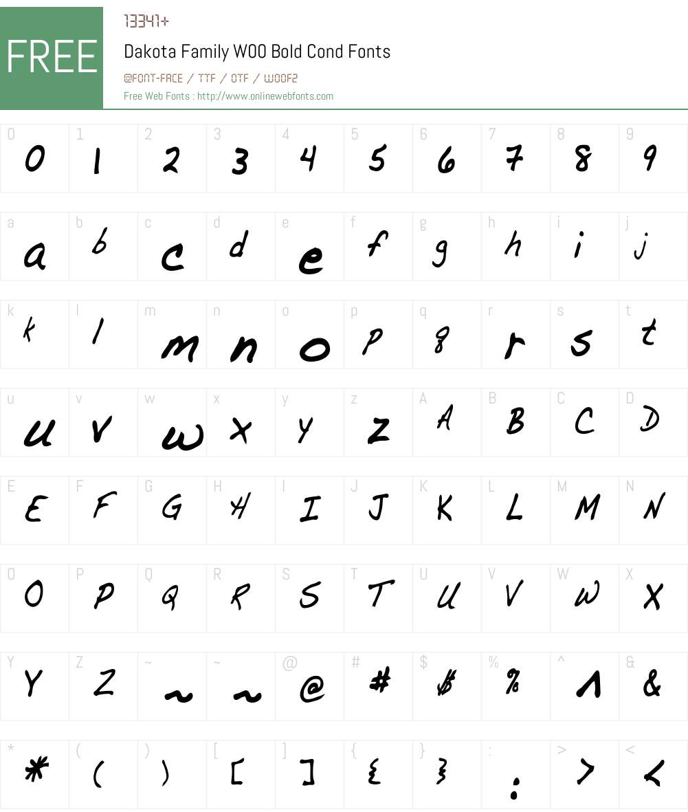 DakotaFamilyW00-BoldCond Font Screenshots