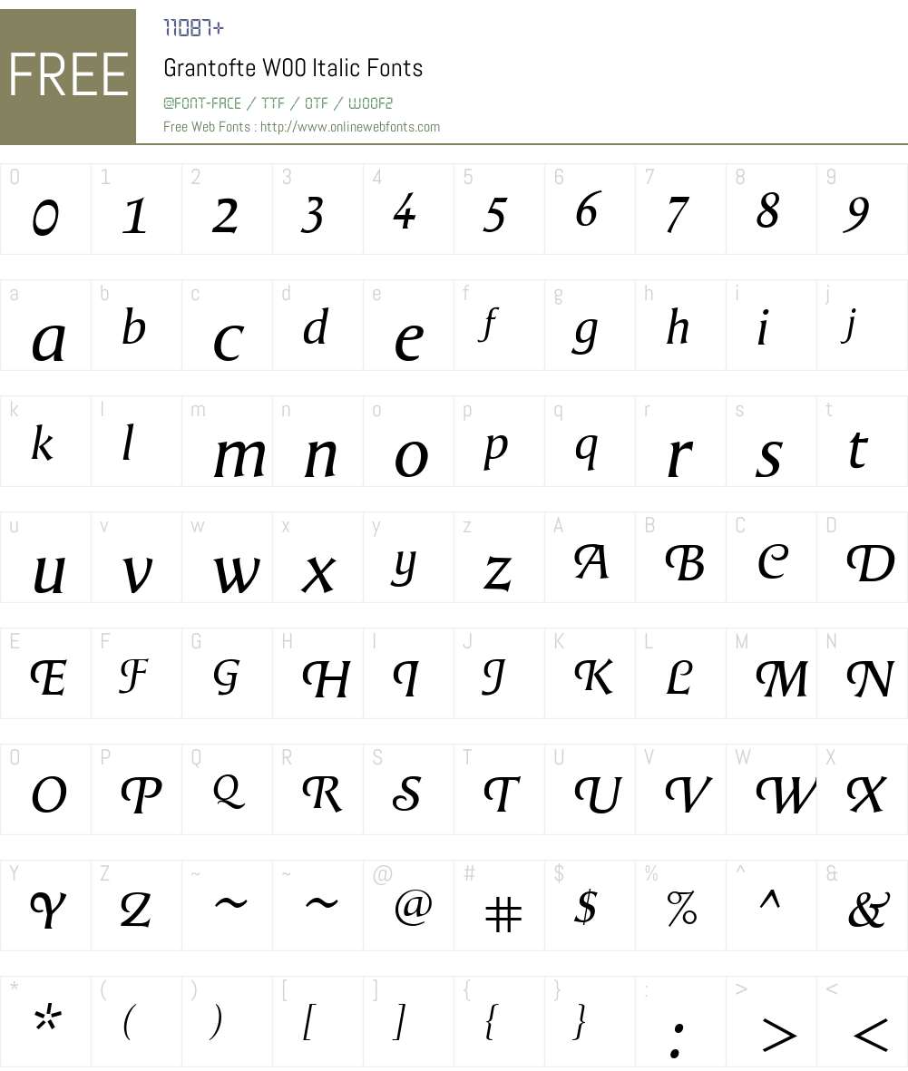 GrantofteW00-Italic Font Screenshots