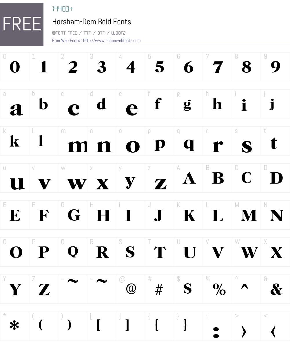 Horsham-DemiBold Font Screenshots