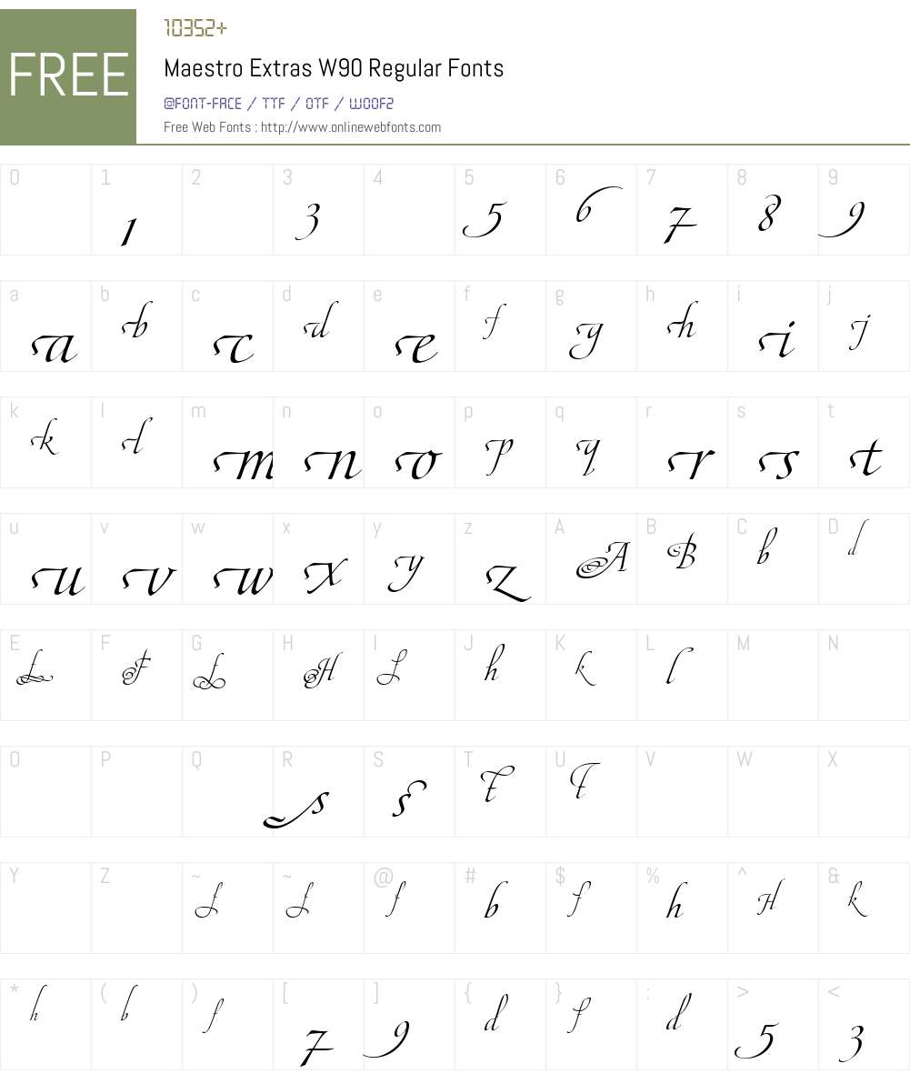 MaestroExtrasW90-Regular Font Screenshots