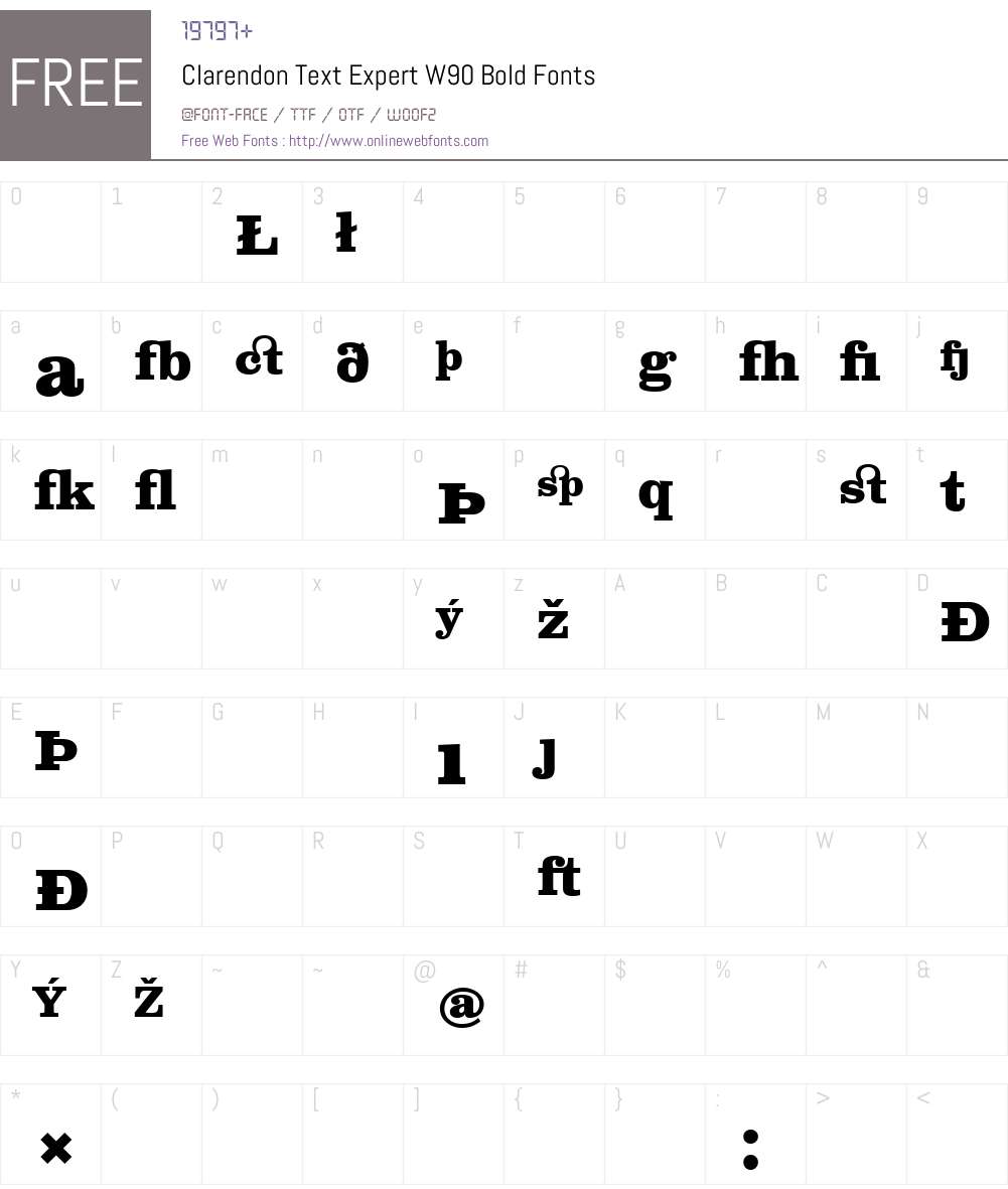 ClarendonTextExpertW90-Bd Font Screenshots