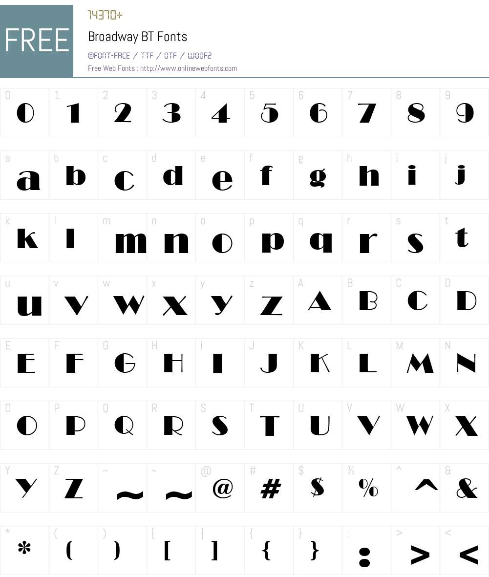 Broadway Font Screenshots