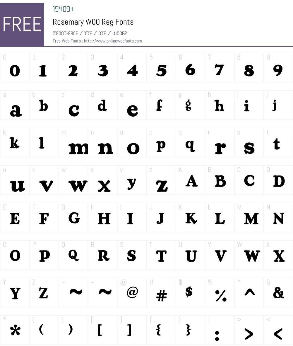 RosemaryW00-Reg Font Screenshots