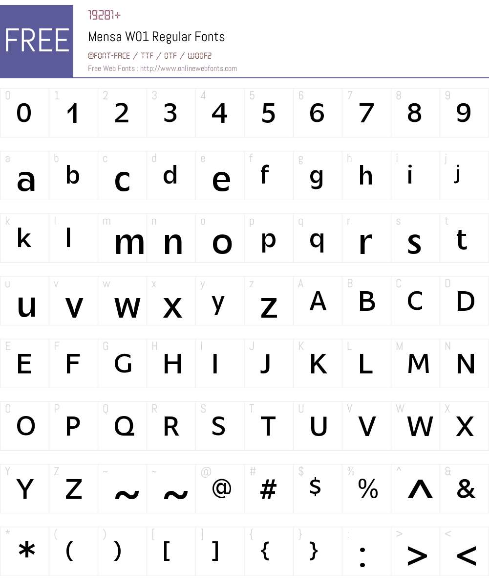 MensaW01-Regular Font Screenshots