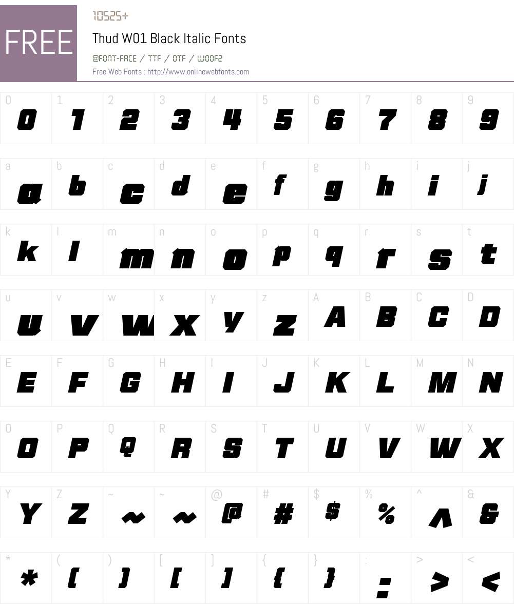 ThudW01-BlackItalic Font Screenshots
