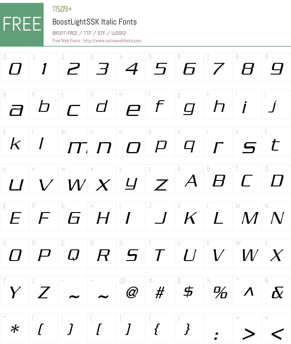 BoostLightSSK Font Screenshots