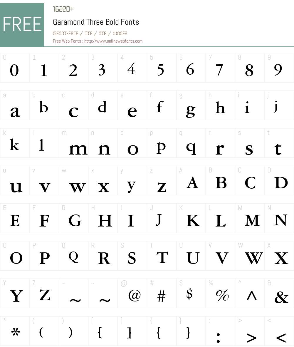 Garamond Three Font Screenshots