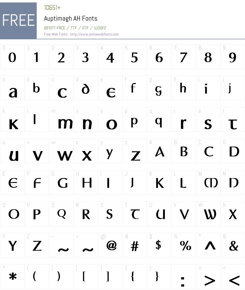Auptimagh AH Font Screenshots