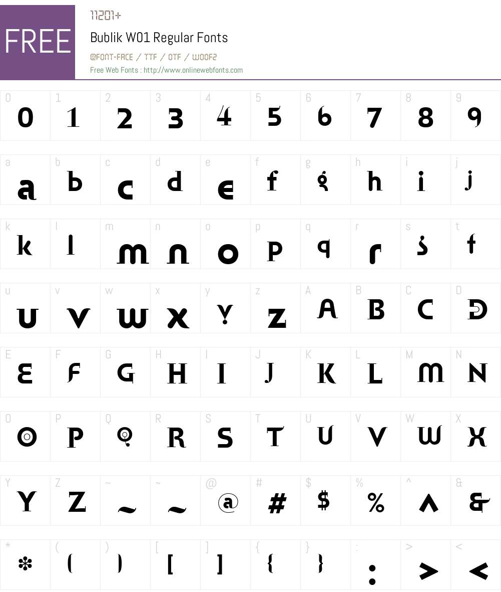 BublikW01-Regular Font Screenshots