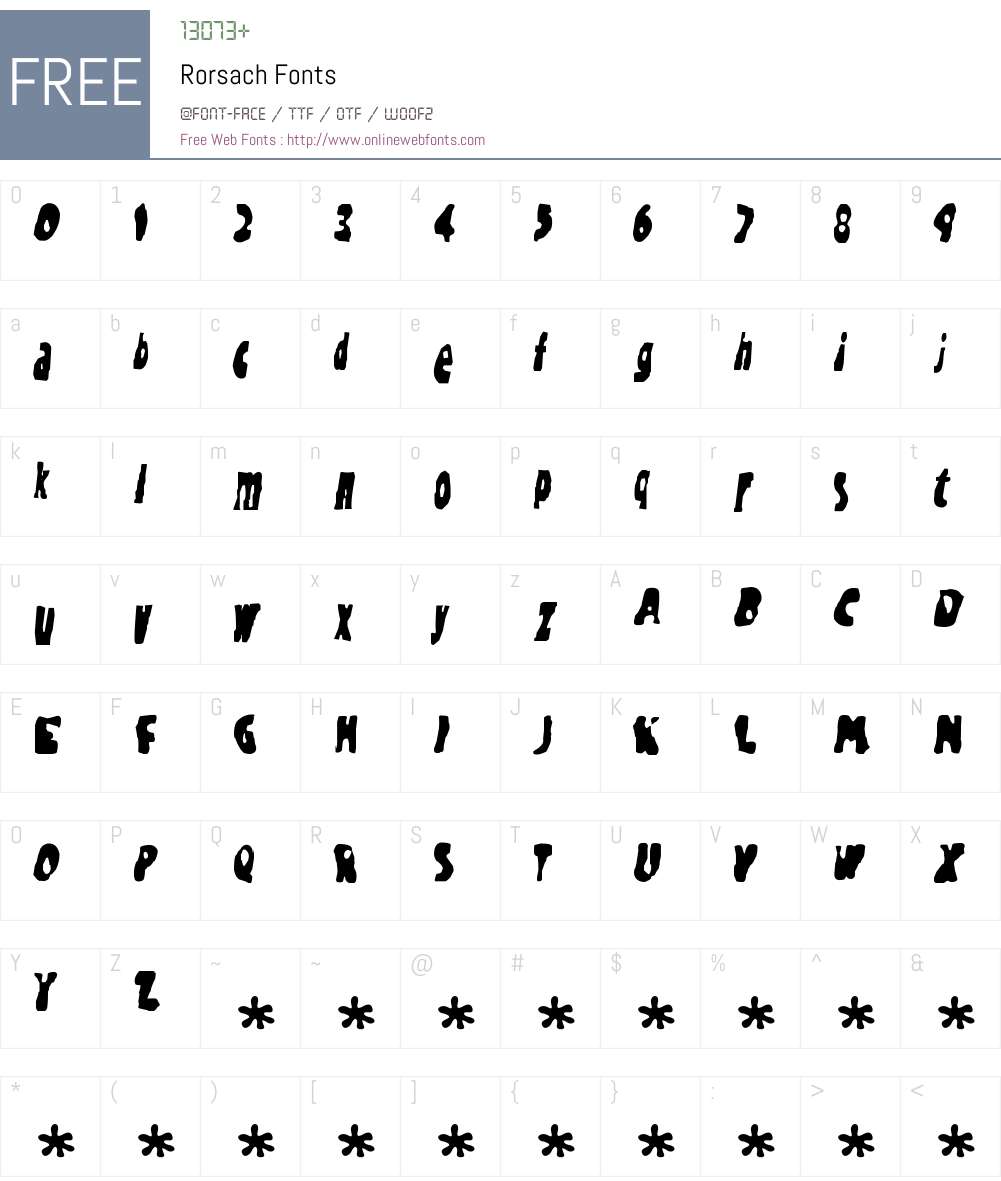 Rorsach Font Screenshots
