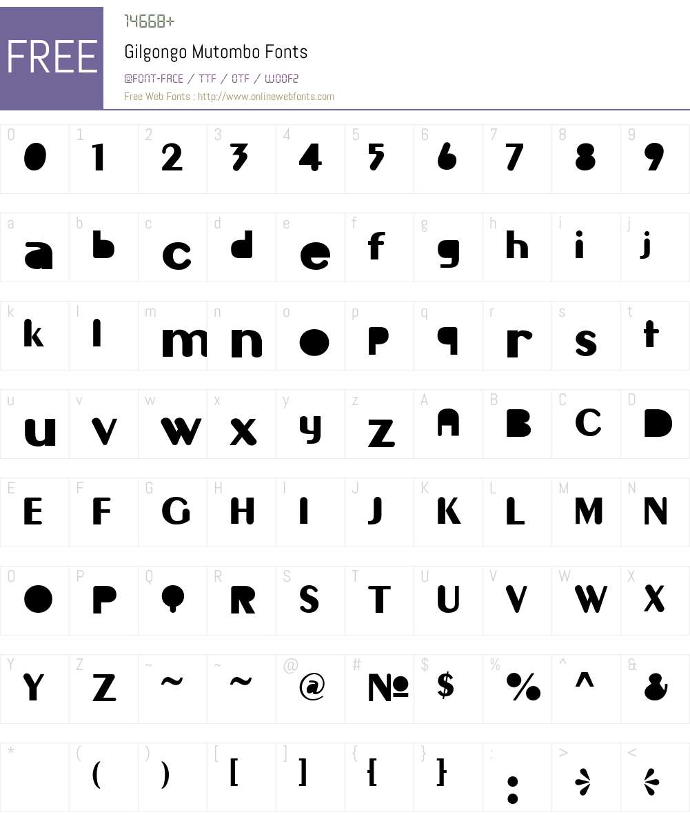 Gilgongo Mutombo Font Screenshots