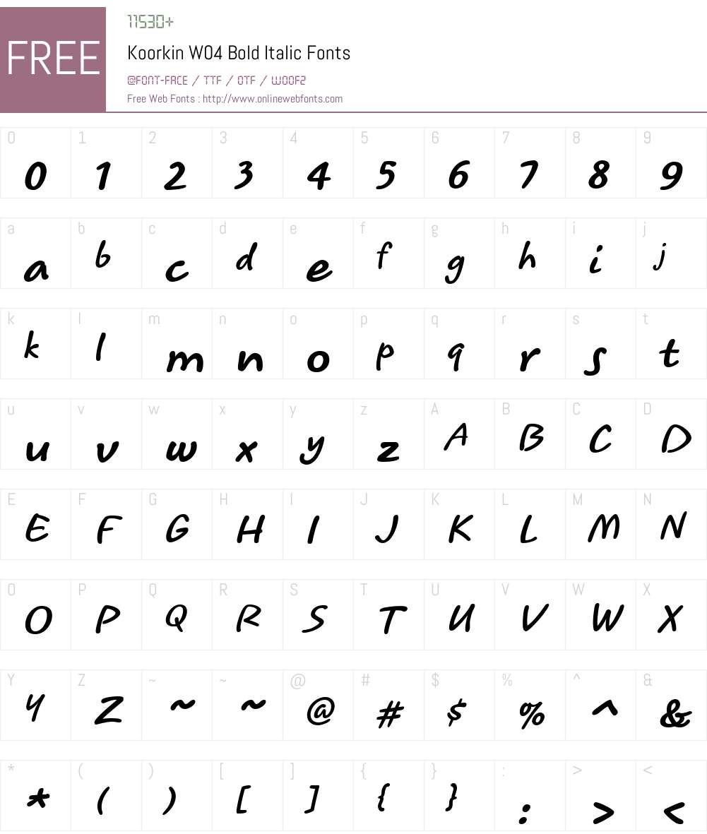 Koorkin Font Screenshots