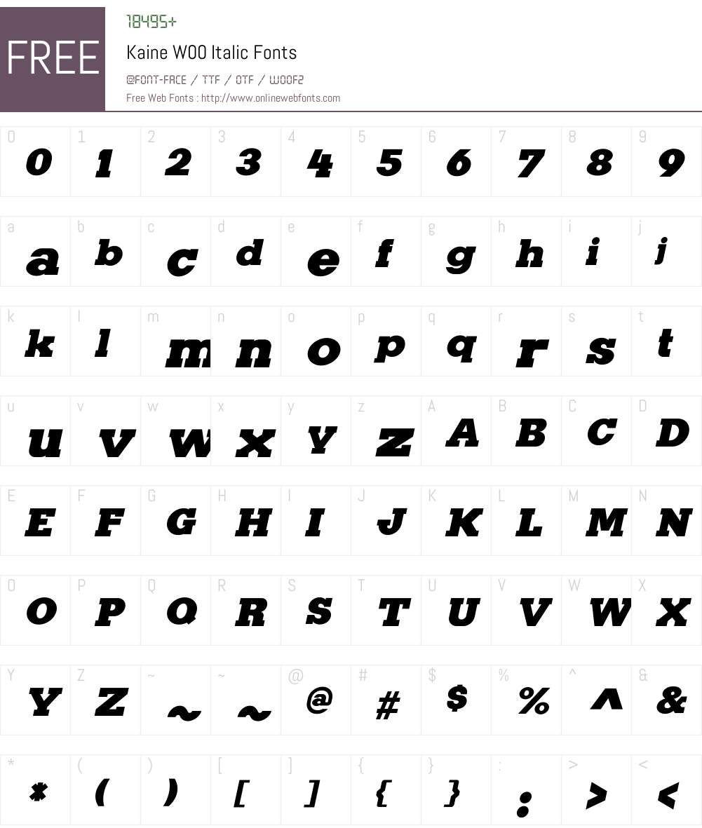 KaineW00-Italic Font Screenshots