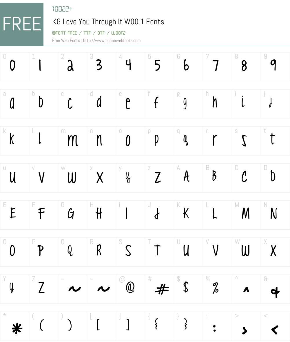 KGLoveYouThroughItW00-1 Font Screenshots