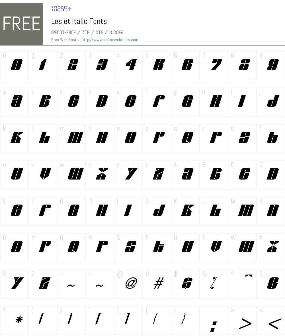 Leslet Font Screenshots