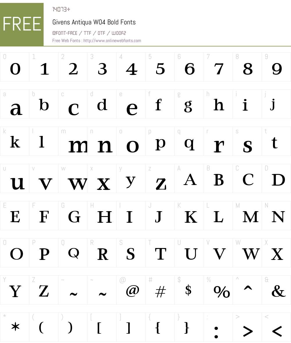 Givens Antiqua Font Screenshots