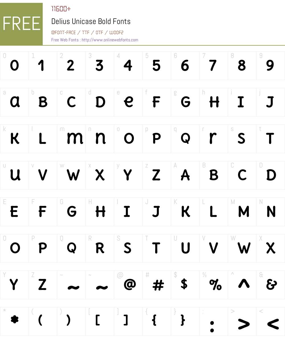 Delius Unicase Font Screenshots