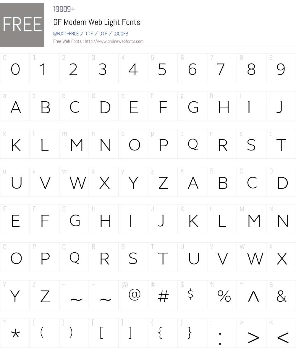 GF Modern Web Light Font Screenshots