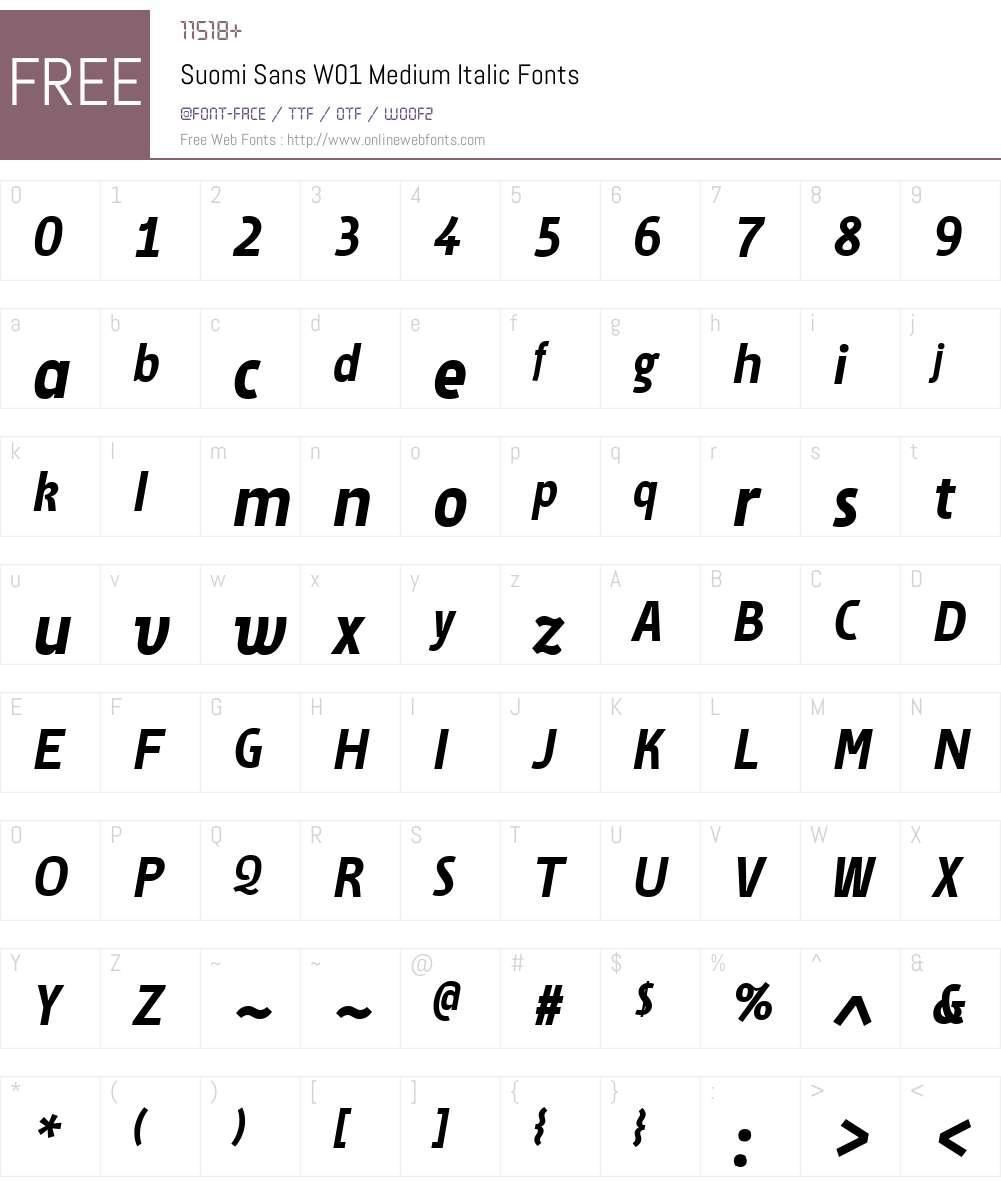SuomiSansW01-MediumItalic Font Screenshots