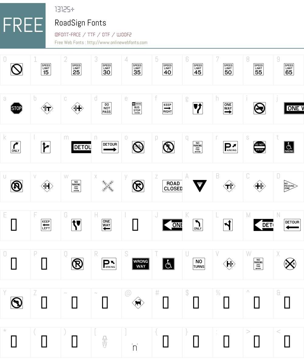 RoadSign Font Screenshots