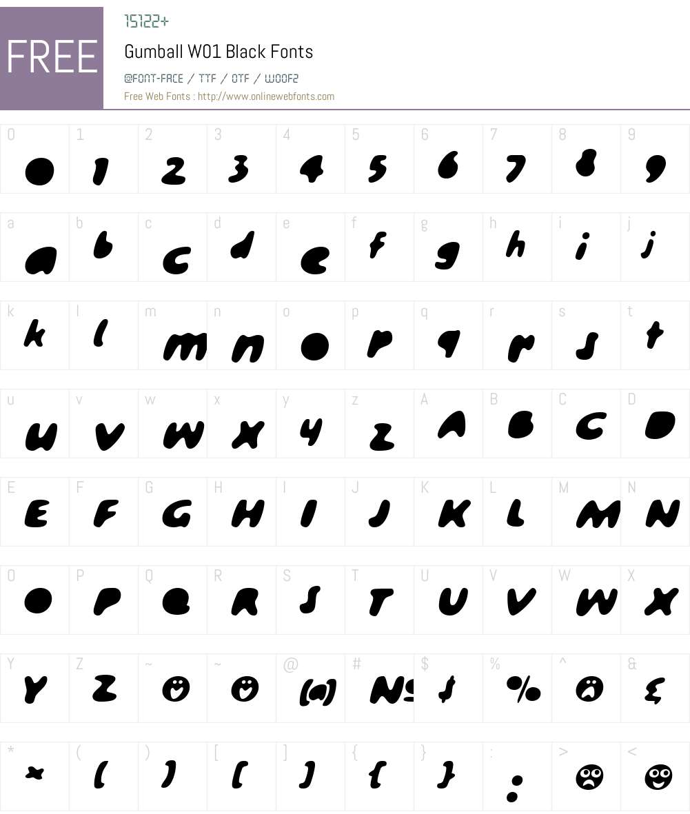GumballW01-Black Font Screenshots