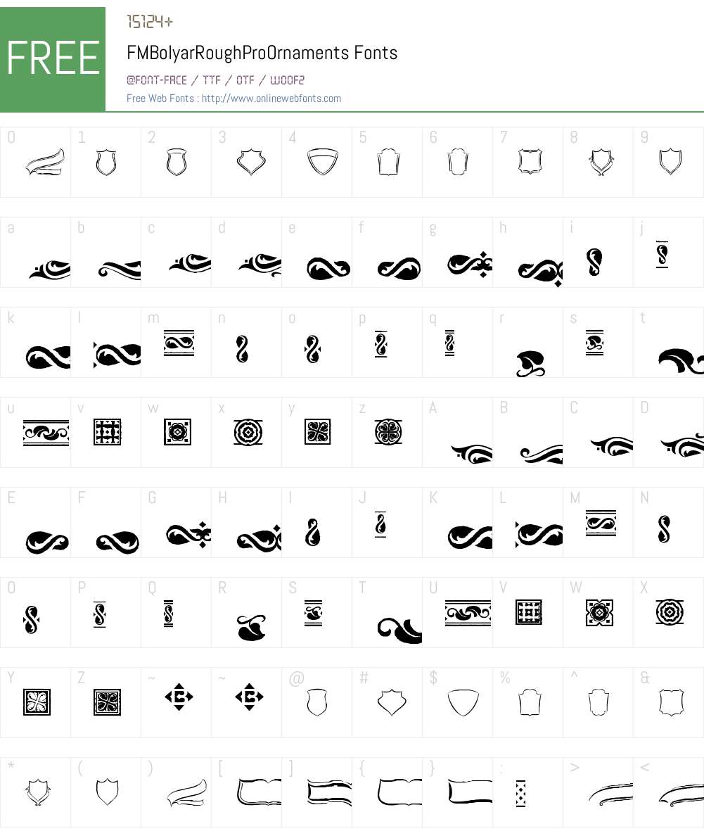 FMBolyarRoughProOrnaments Font Screenshots