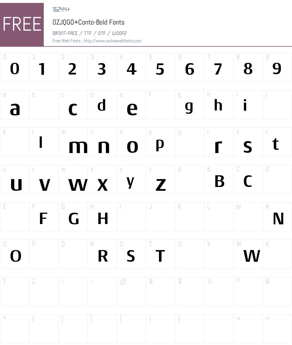 OZJQGO+Conto-Bold Font Screenshots