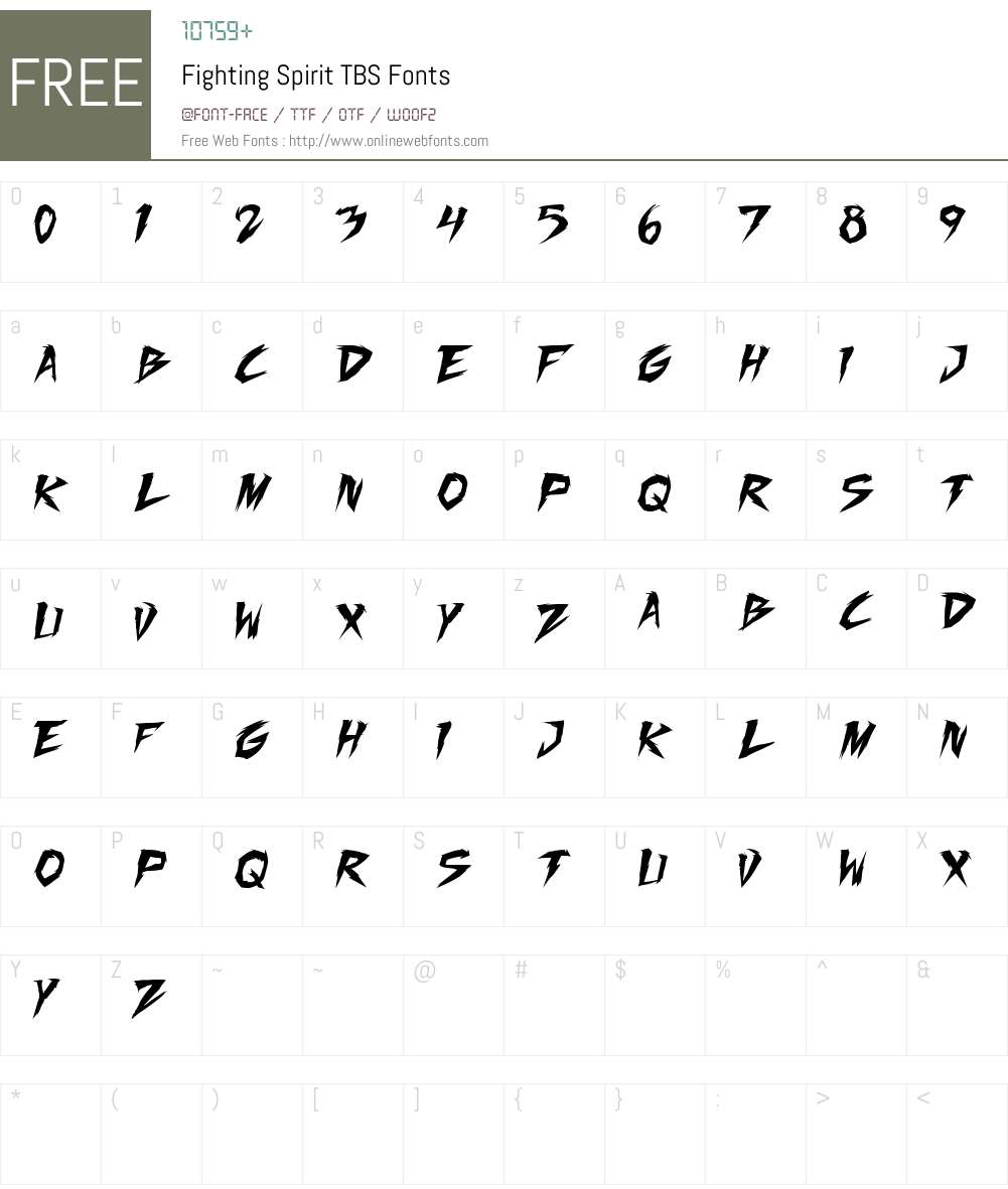 Fighting Spirit TBS Font Screenshots