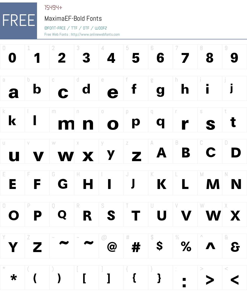 MaximaEF-Bold Font Screenshots
