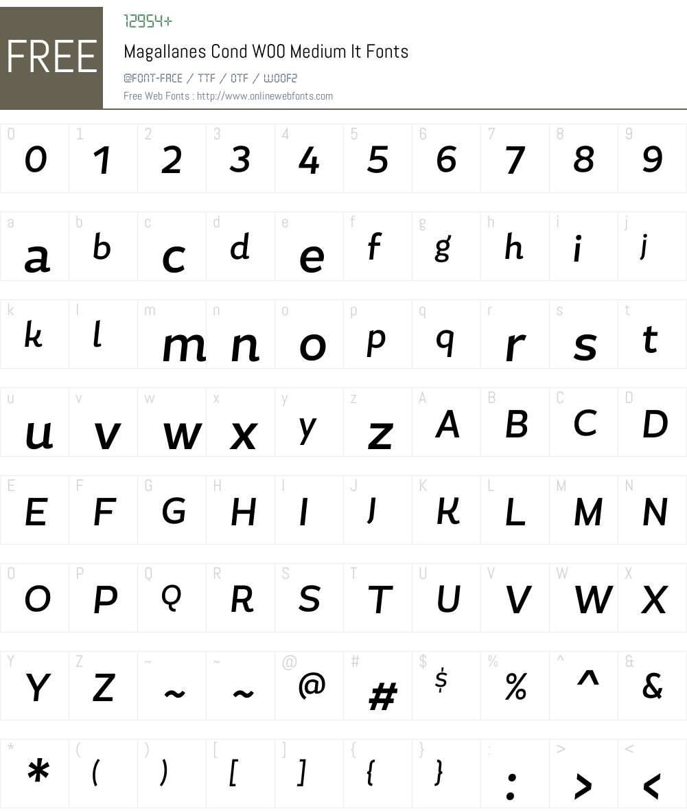 MagallanesCondW00-MediumIt Font Screenshots