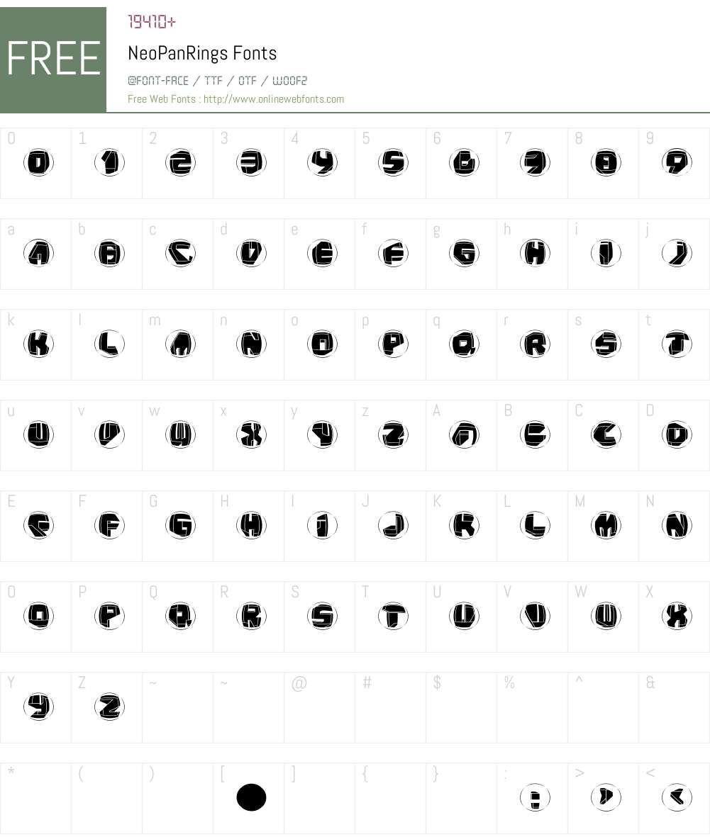 NeoPanRings Font Screenshots