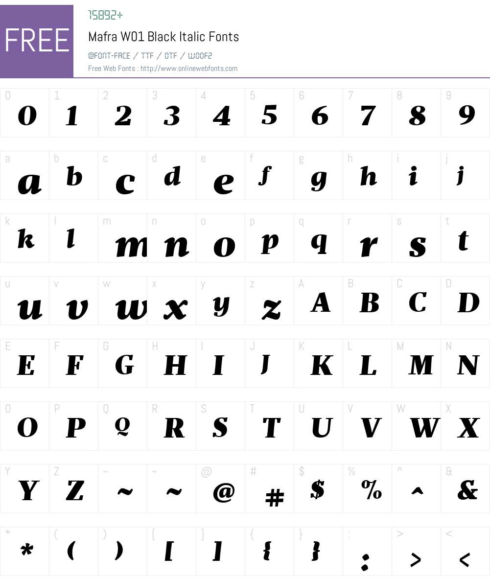 MafraW01-BlackItalic Font Screenshots