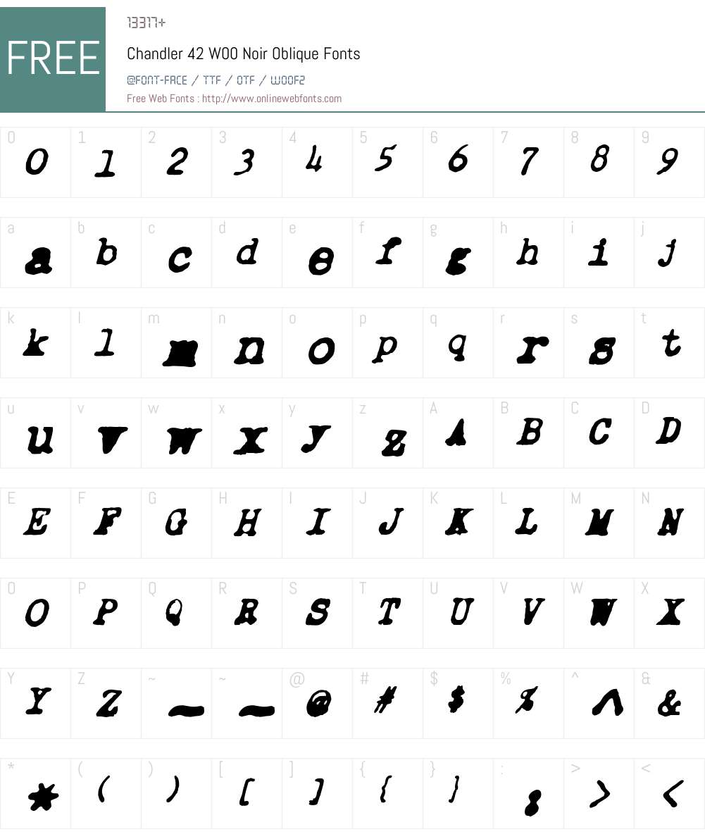 Chandler42W00-NoirOblique Font Screenshots
