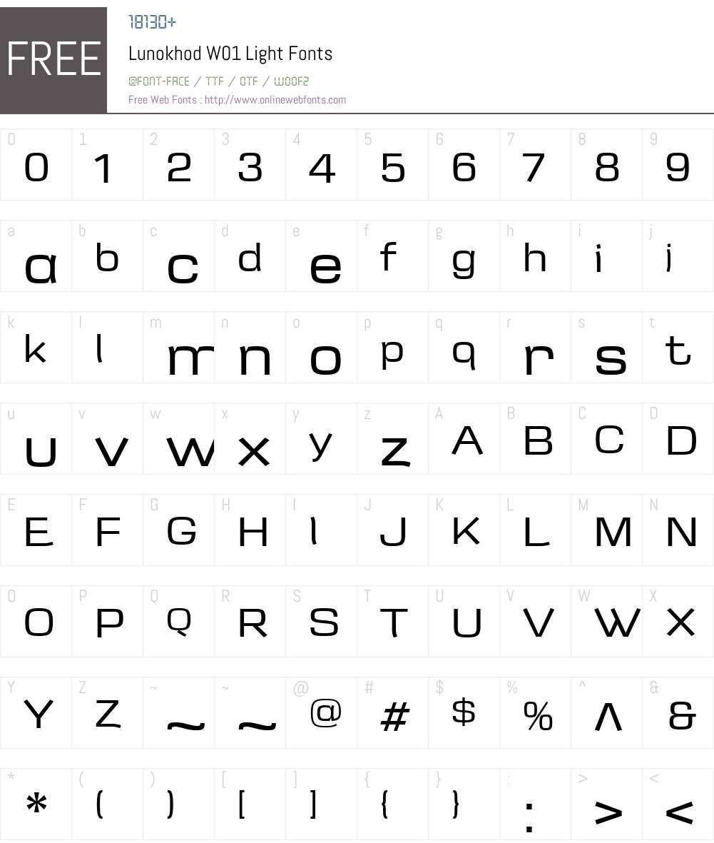 LunokhodW01-Light Font Screenshots