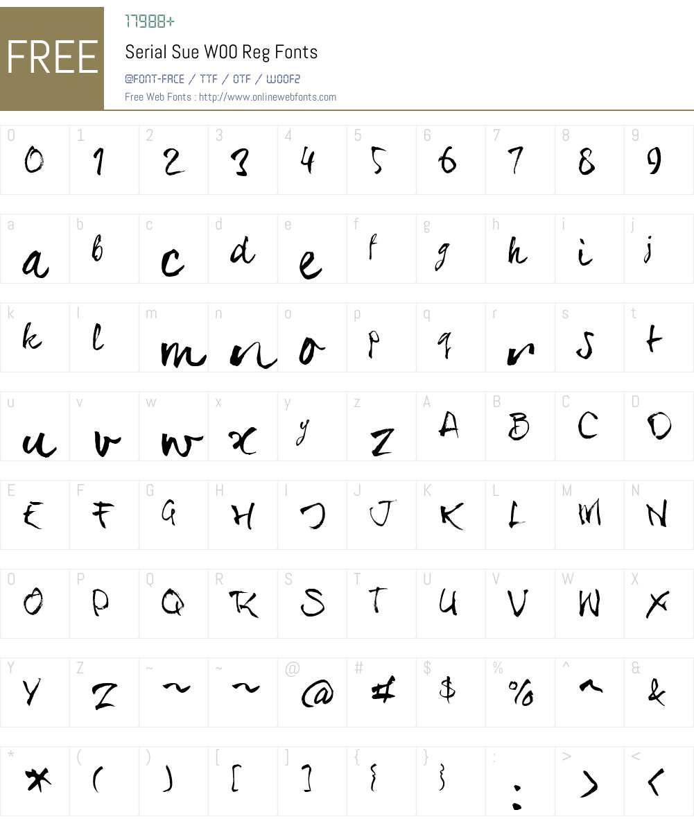 SerialSueW00-Reg Font Screenshots