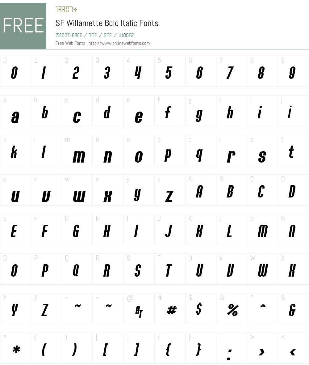 SF Willamette Font Screenshots