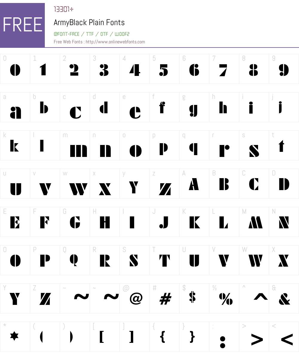 ArmyBlack Font Screenshots