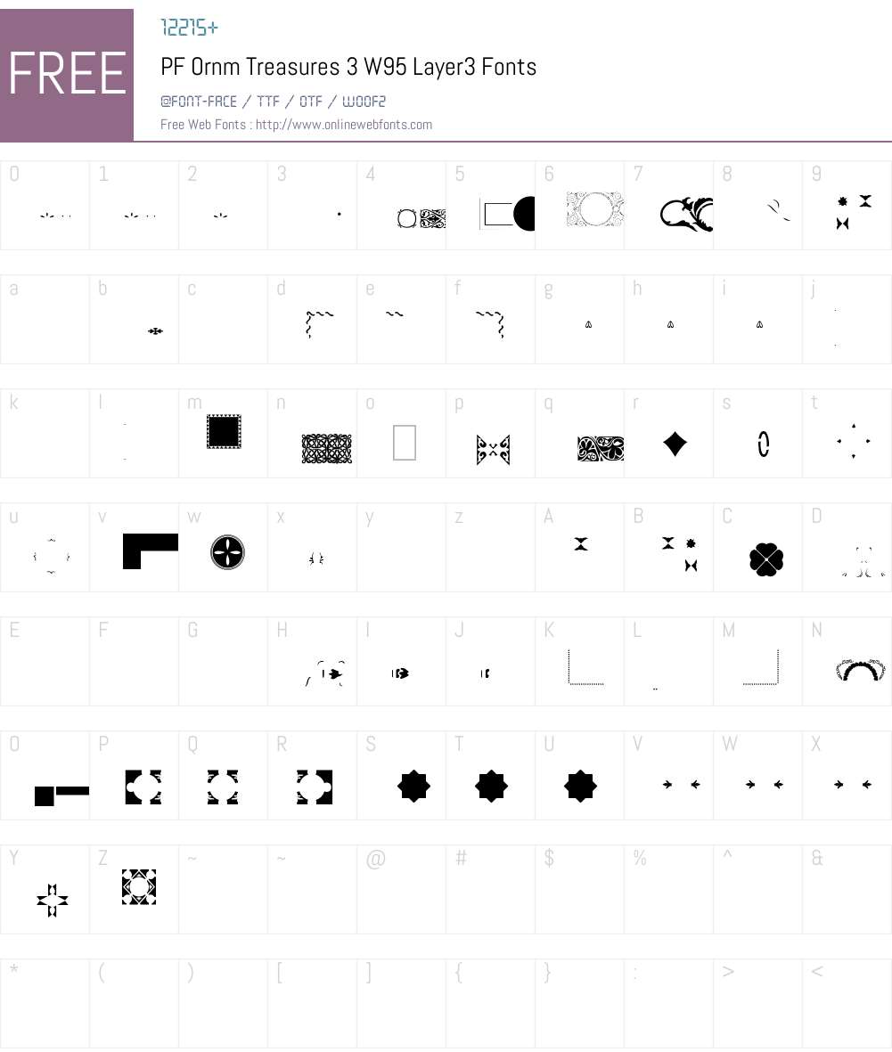 PFOrnmTreasures3W95-Layer3 Font Screenshots