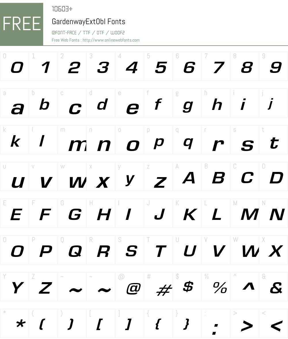 GardenwayExtObl Font Screenshots
