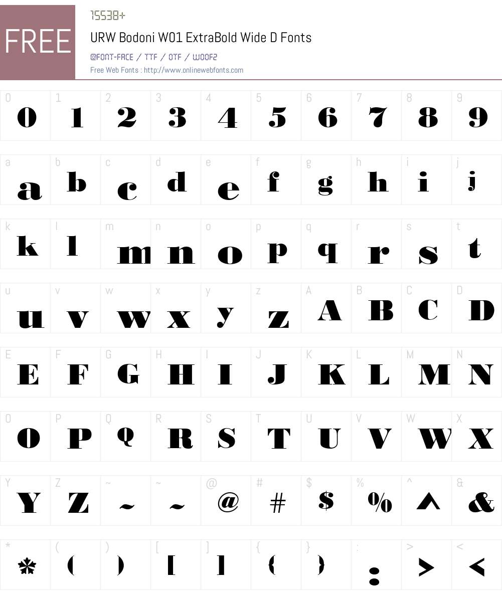 URWBodoniW01-ExtraBoldWideD Font Screenshots
