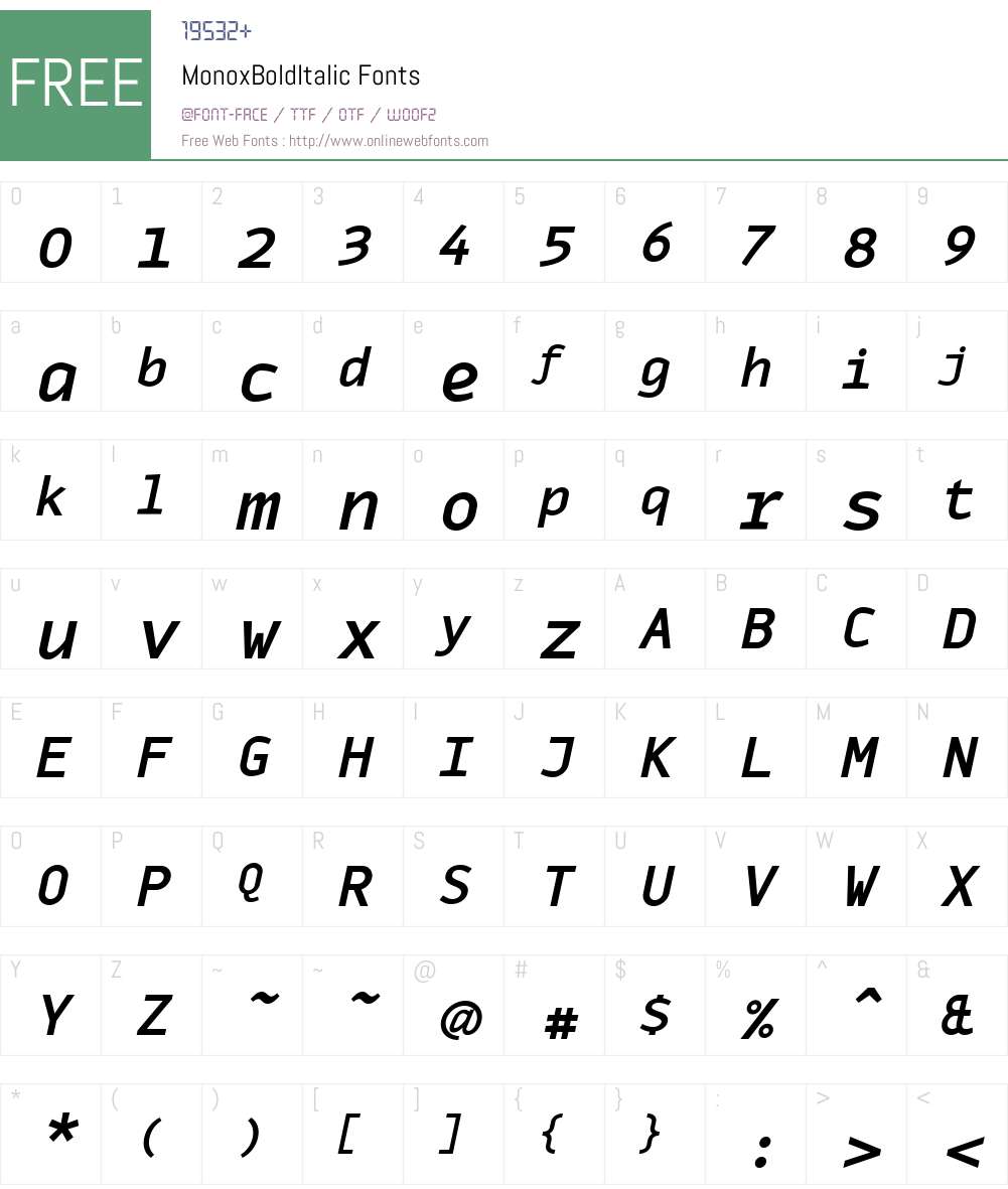 MonoxBoldItalic Font Screenshots